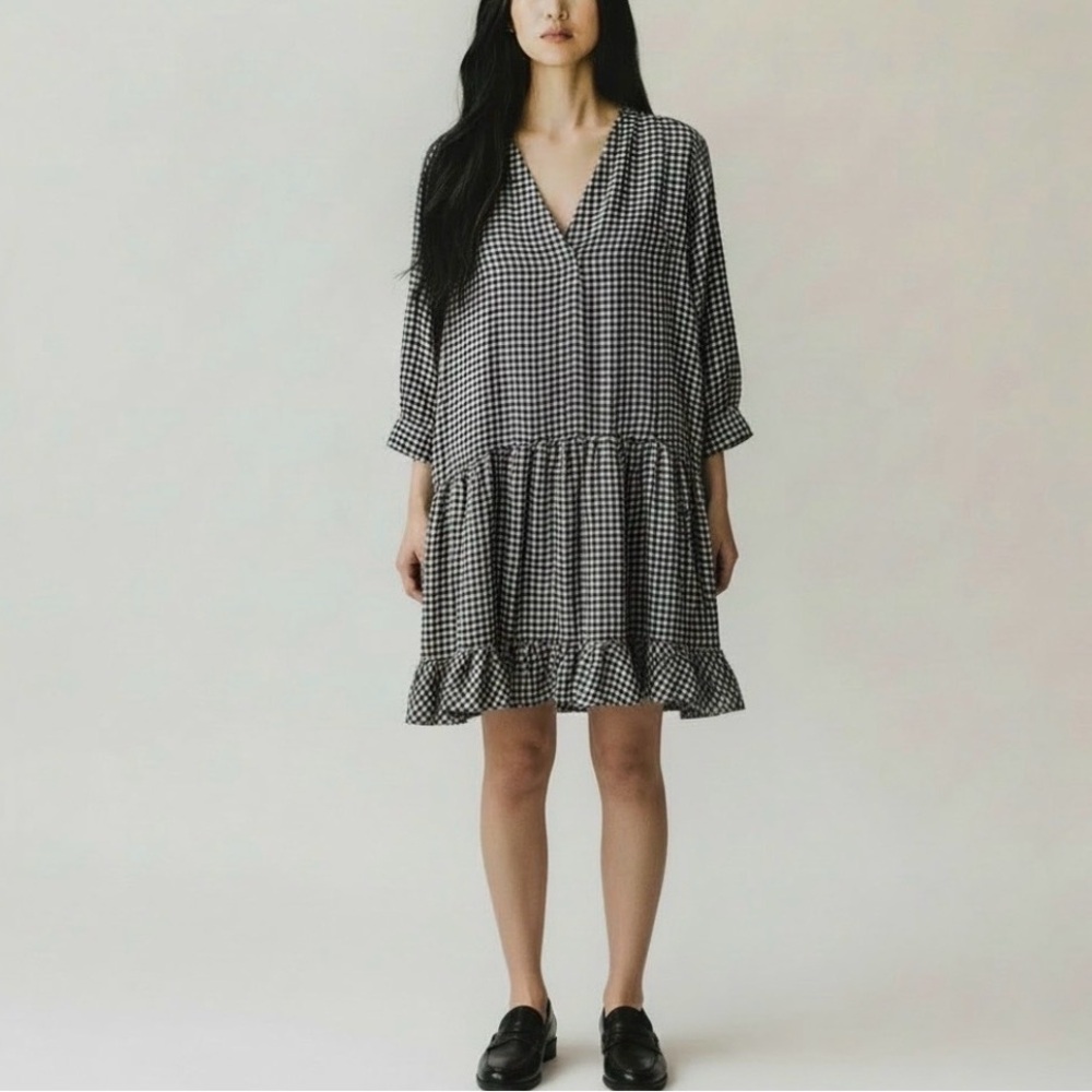 Wrap London | Gingham Wool Blend Checked Midi Dress Size‎ US4 Fall Winter